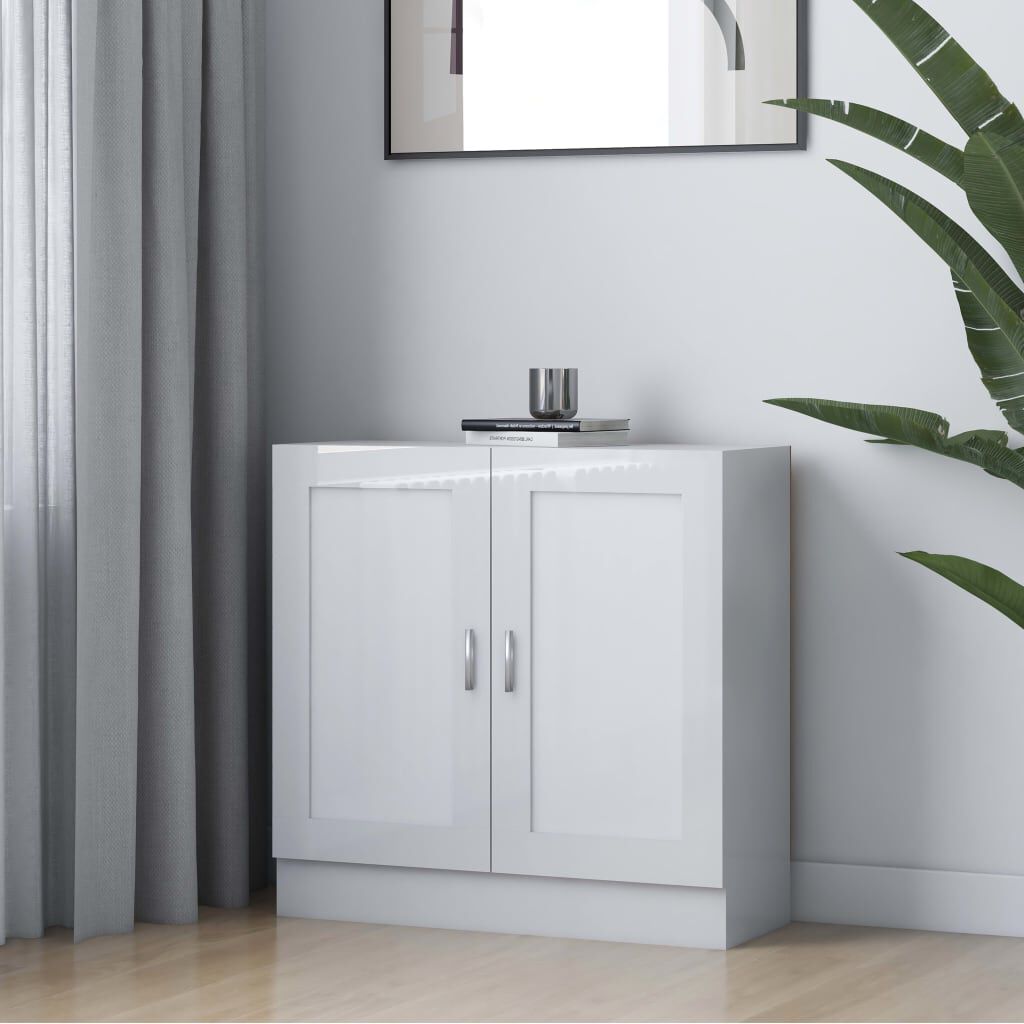 vidaXL Βιβλιοθήκη Γυαλιστερό Λευκό 82,5 x 30,5 x 80 εκ. Επεξ. Ξύλο