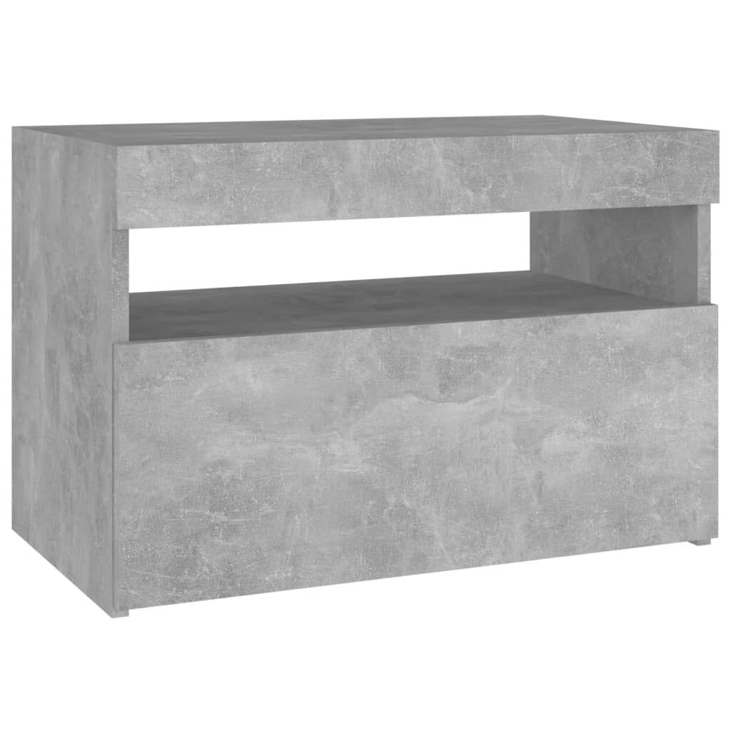 vidaXL Κομοδίνο με LED Γκρι Σκυροδέματος 60 x 35 x 40 εκ.