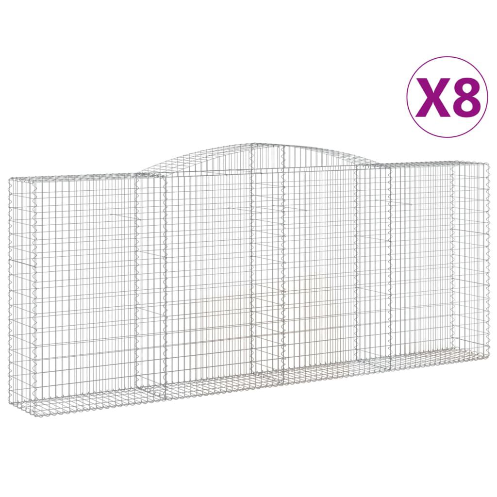vidaXL Συρματοκιβώτια Τοξωτά 8 τεμ. 400x50x160/180 εκ. Γαλβαν. Ατσάλι