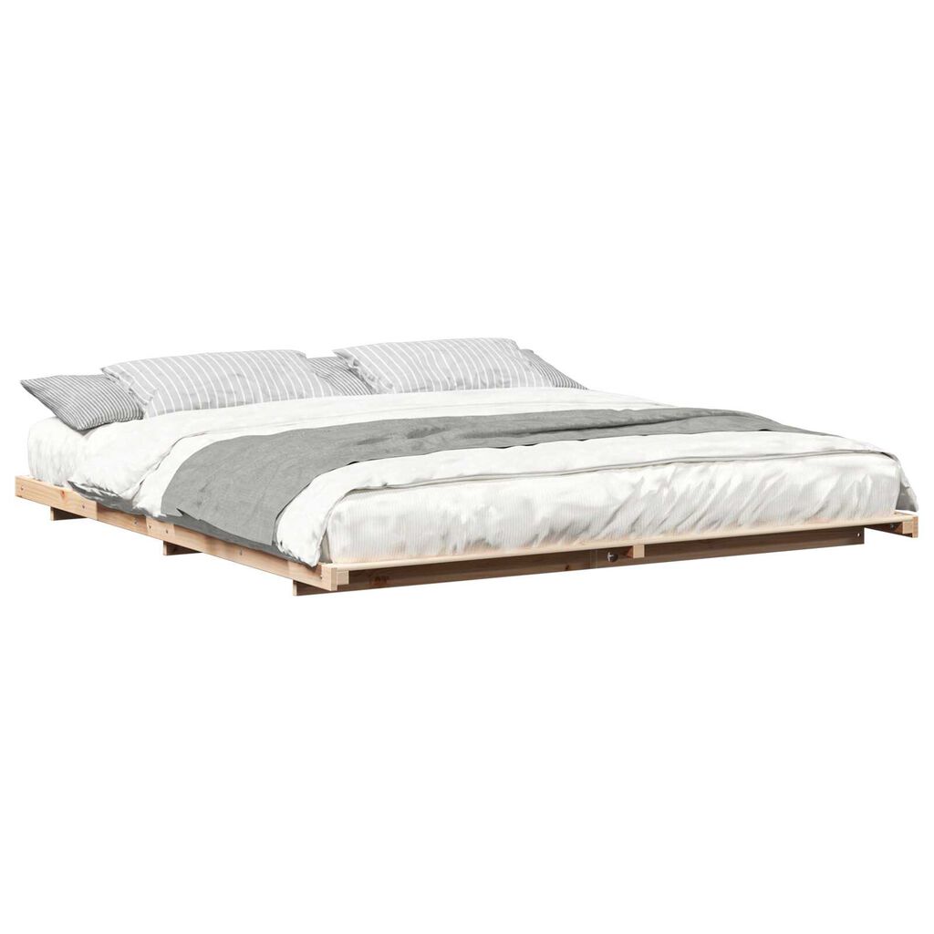 vidaXL Κρεβάτι δαπέδου Καφέ 180 x 210 cm Μασίφ ξύλο πεύκου