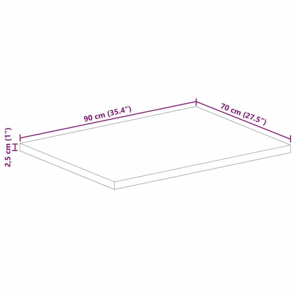 vidaXL Επιφάνεια Τραπεζιού Ορθογώνια 90x70x2,5 εκ. Μασίφ Ξύλο Μάνγκο