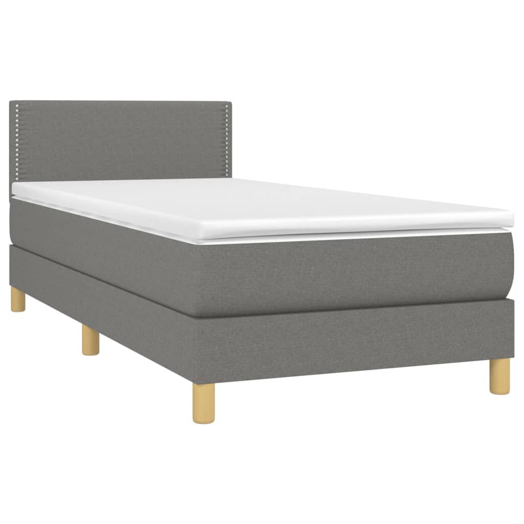 vidaXL Κρεβάτι Boxspring με Στρώμα Σκούρο Γκρι 100x200 εκ. Υφασμάτινο