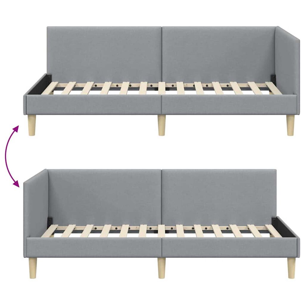 vidaXL Κρεβάτι Γωνίας Ανοιχτό γκρι 80 x 200 cm Ύφασμα και Έργο ξύλου