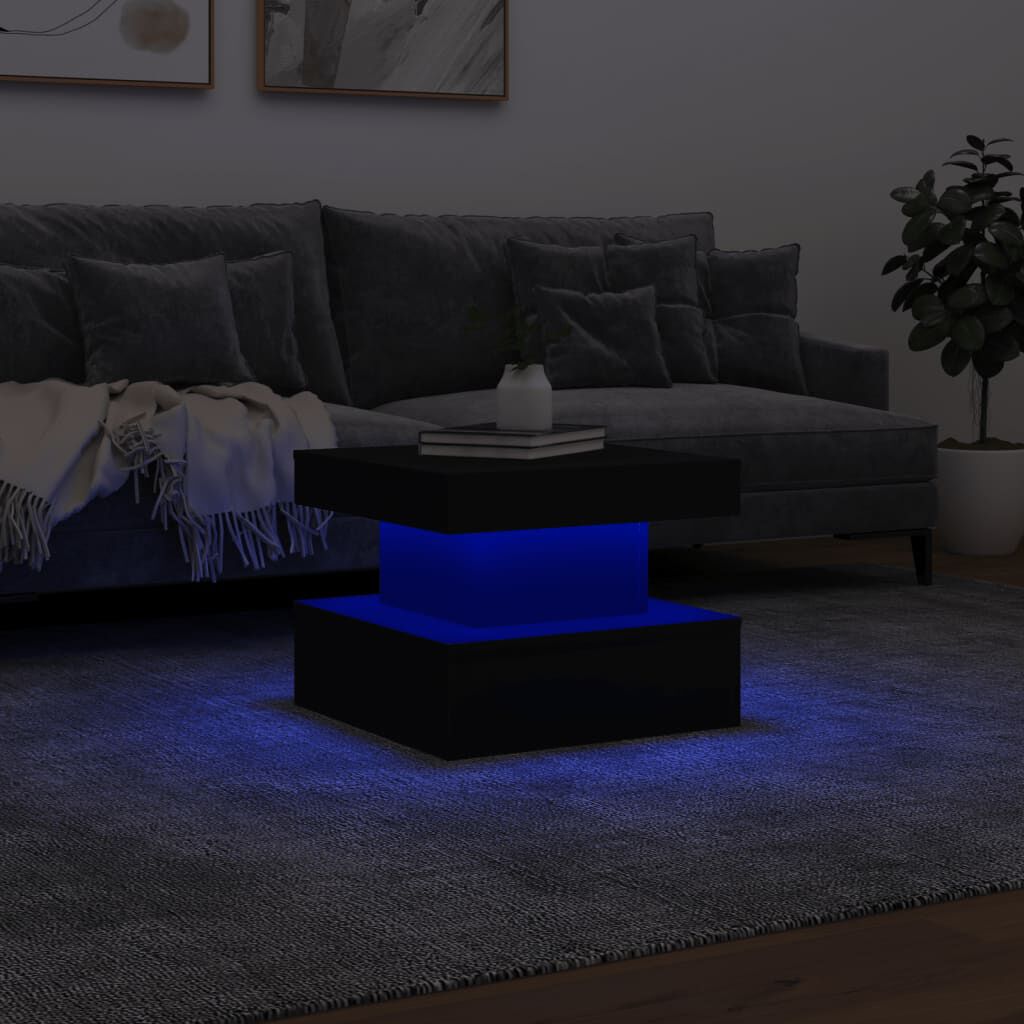 vidaXL Τραπεζάκι Σαλονιού με LED Μαύρο 50 x 50 x 40 εκ.