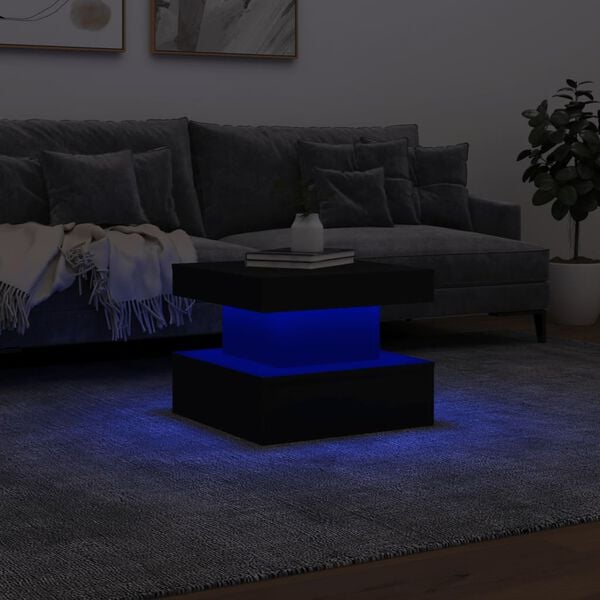vidaXL Τραπεζάκι Σαλονιού με LED Μαύρο 50 x 50 x 40 εκ.