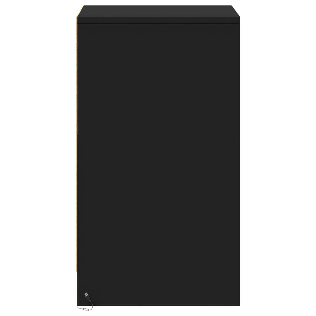 vidaXL Κομοδίνο με Φώτα LED Μαύρο από Επεξεργασμένο Ξύλο