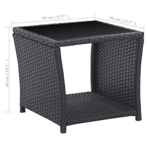 vidaXL Σετ Επίπλων Bistro 3 τεμ. Μαύρο Συνθετικό Ρατάν με Μαξιλάρια