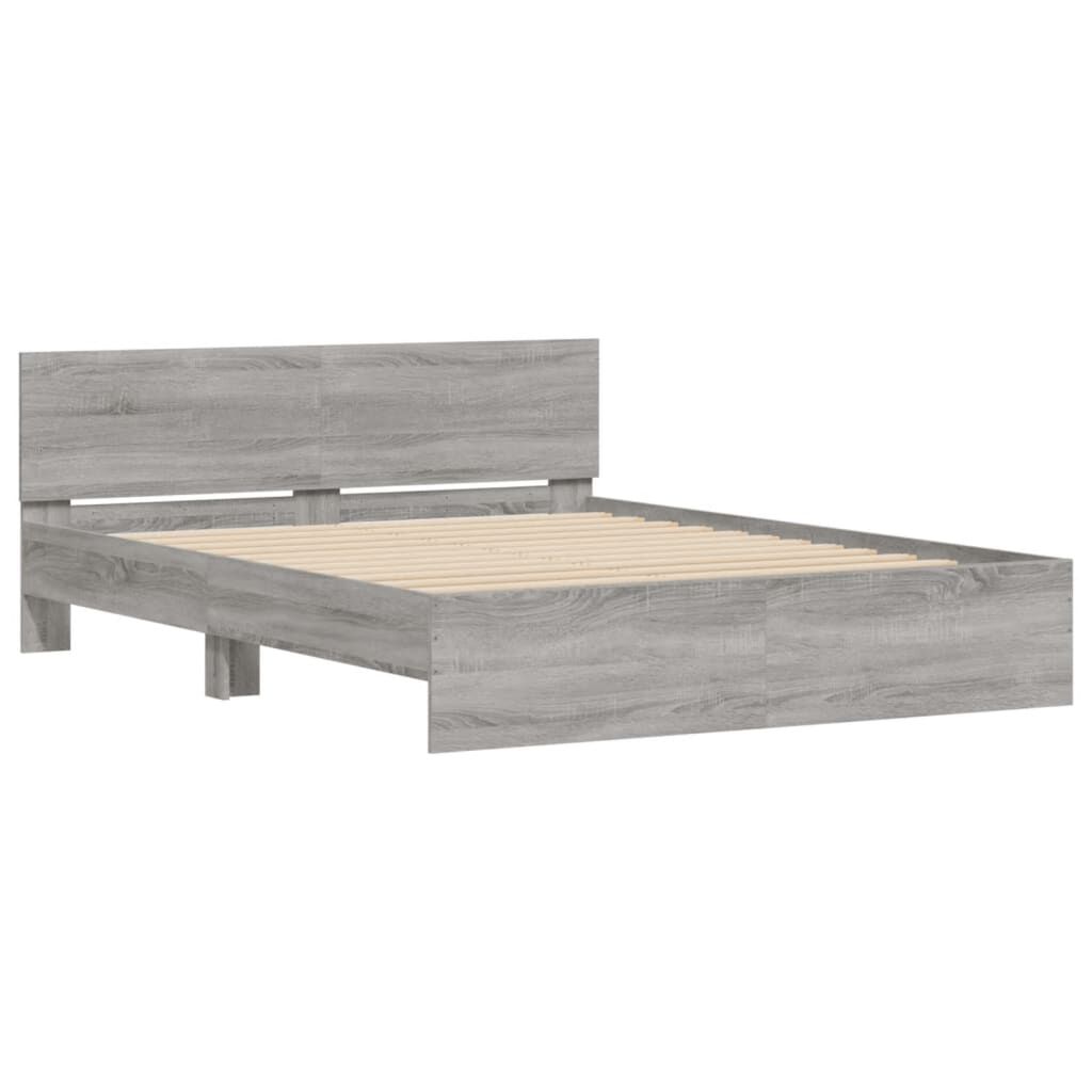 vidaXL Πλαίσιο Κρεβατιού με Κεφαλάρι/LED Γκρι Sonoma 160x200 εκ.