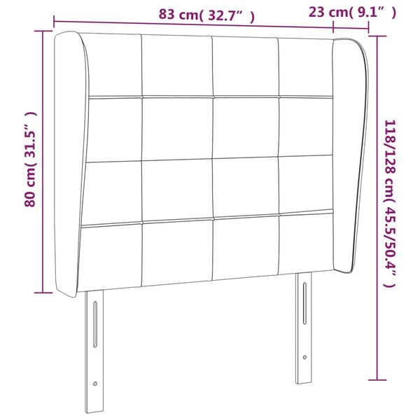 vidaXL Κεφαλάρι με Πτερύγια Taupe 83x23x118/128 εκ. Υφασμάτινο