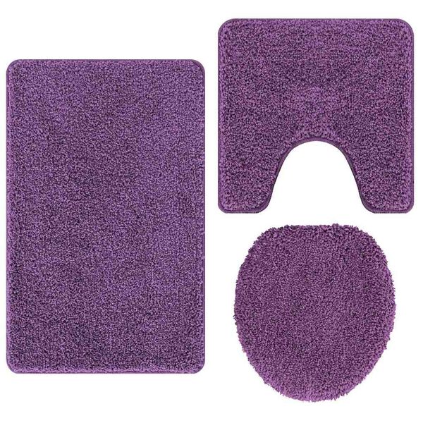 vidaXL Πατάκι μπάνιου 3 pcs Μοβ 50 x 50 cm Πολυπροπυλένιο
