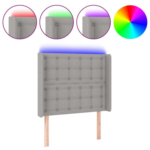 vidaXL Κεφαλάρι Κρεβατιού LED Ανοιχτό Γκρι 83x16x118/128εκ. Υφασμάτινο