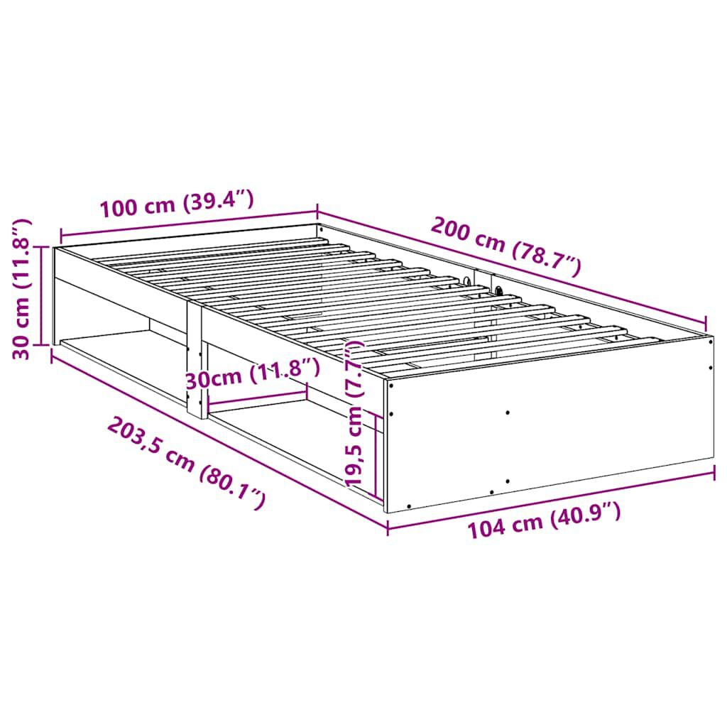 vidaXL Κρεβάτι ημέρας χωρίς στρώμα 100x200 cm Στερεό ξύλο πεύκο