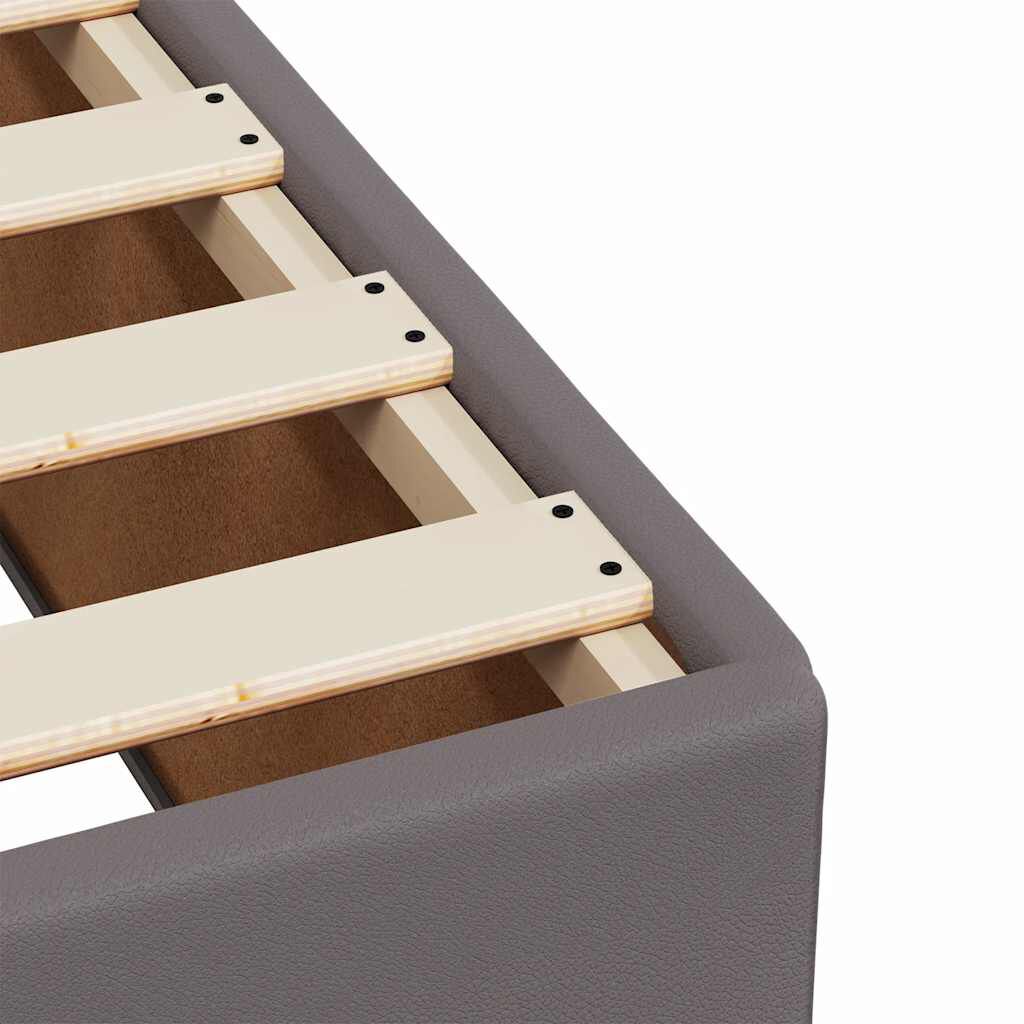 vidaXL Κρεβάτι Boxspring με Στρώμα Γκρι 140x190εκ. από Συνθετικό Δέρμα