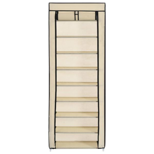 vidaXL Παπουτσοθήκη με Κάλυμμα Κρεμ 57 x 29 x 162 εκ. Υφασμάτινη