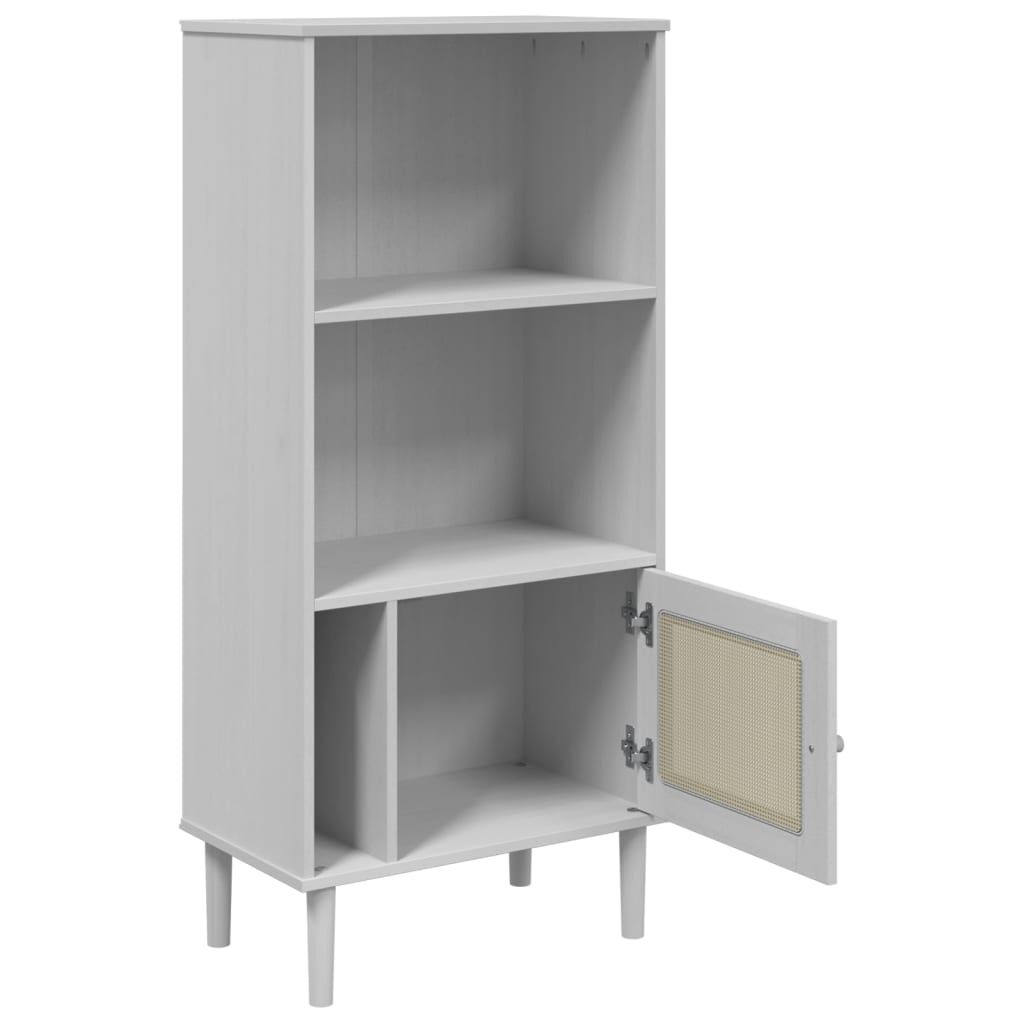 vidaXL Βιβλιοθήκη SENJA Λευκό / Ρατάν 60x35x130 εκ. Μασίφ Ξύλο Πεύκου