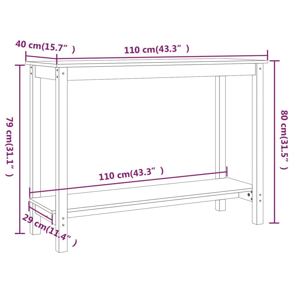 vidaXL Τραπέζι Κονσόλα 110 x 40 x 80 εκ. από Μασίφ Ξύλο Πεύκου
