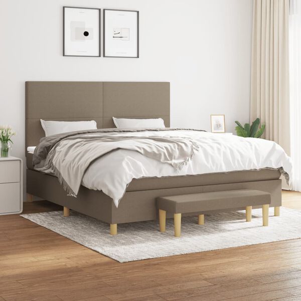 vidaXL &Kappa;&rho;&epsilon;&beta;ά&tau;&iota; Boxspring &mu;&epsilon; &Sigma;&tau;&rho;ώ&mu;&alpha; Taupe 180x200 &epsilon;&kappa;. &Upsilon;&phi;&alpha;&sigma;&mu;ά&tau;&iota;&nu;&omicron;