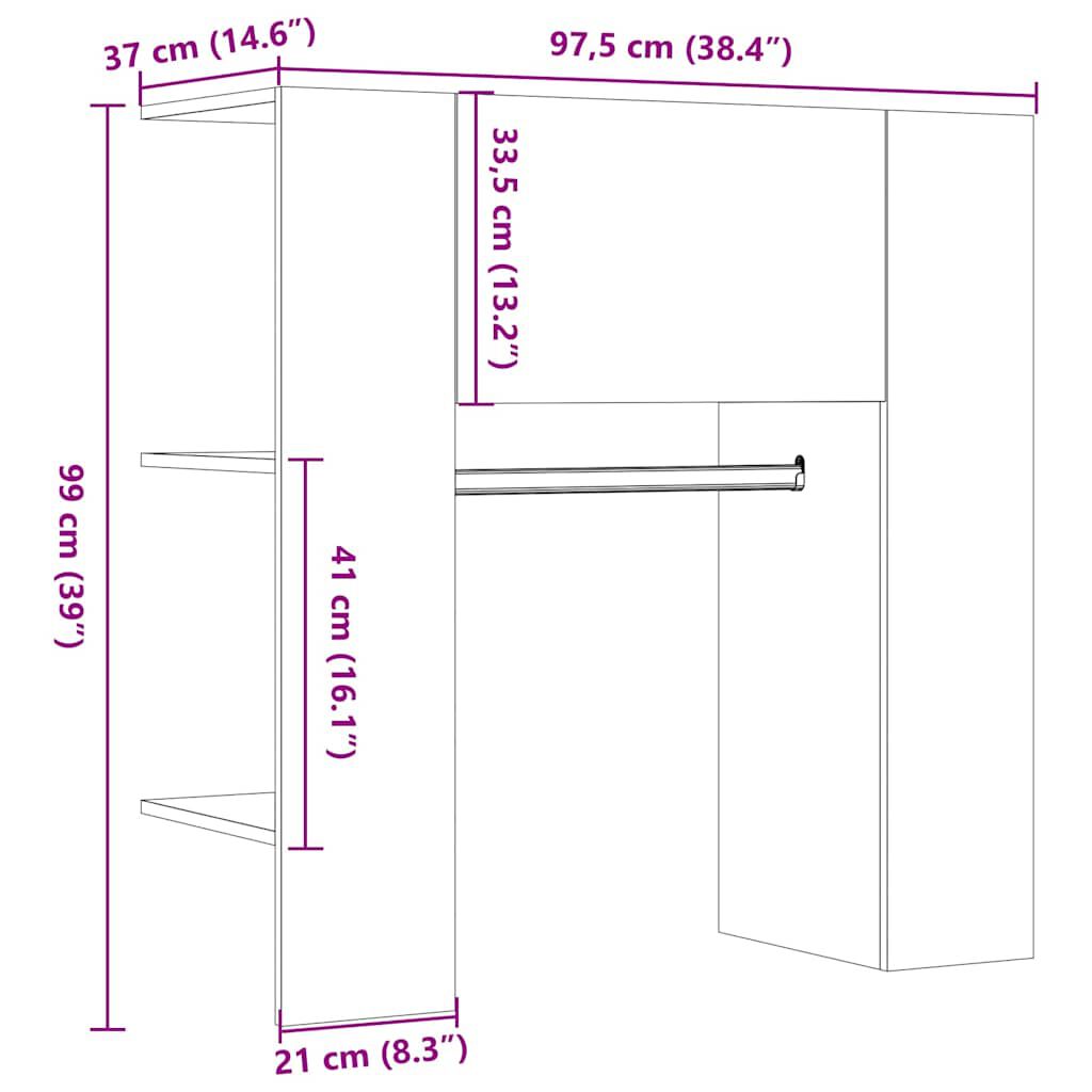 vidaXL Ντουλάπι Διαδρόμου Παλιό Ξύλο 97,5 x 37 x 99 εκ. Επεξεργ. Ξύλο