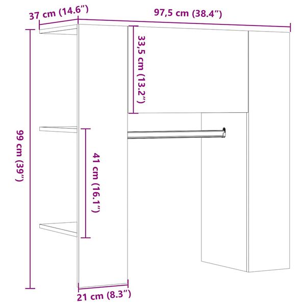 vidaXL Ντουλάπι Διαδρόμου Παλιό Ξύλο 97,5 x 37 x 99 εκ. Επεξεργ. Ξύλο