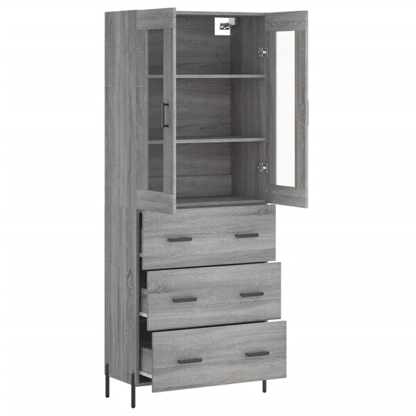 vidaXL Ντουλάπι Γκρι Sonoma 69,5 x 34 x 180 εκ. Επεξεργασμένο Ξύλο