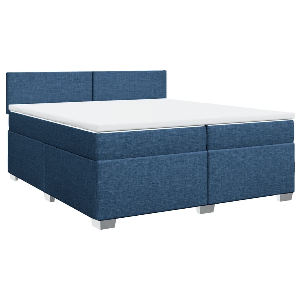 vidaXL Κρεβάτι Boxspring με Στρώμα Μπλε 200x200 εκ. Υφασμάτινο