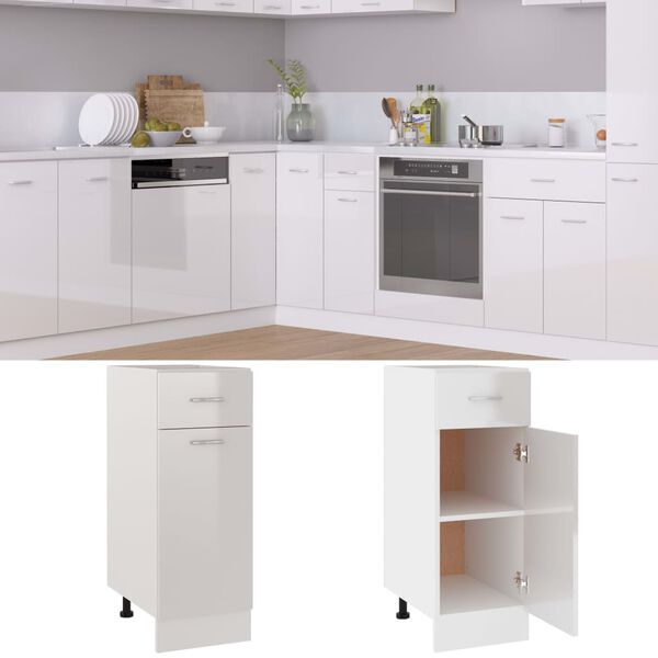 vidaXL Ντουλάπι με Συρτάρι Lyon Γυαλιστερό Λευκό 30x46x81,5εκ.
