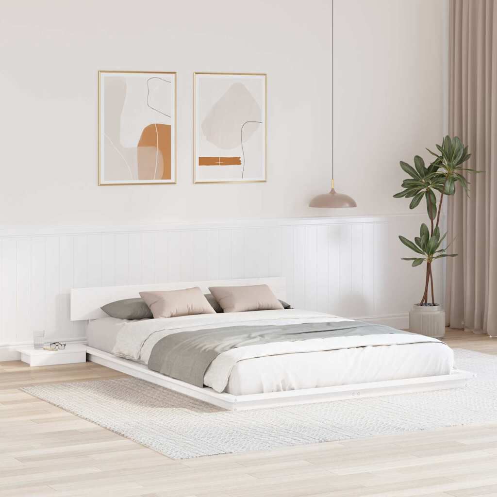 vidaXL Σκελετός Κρεβατιού Λευκό 140 x 200 cm ξύλο