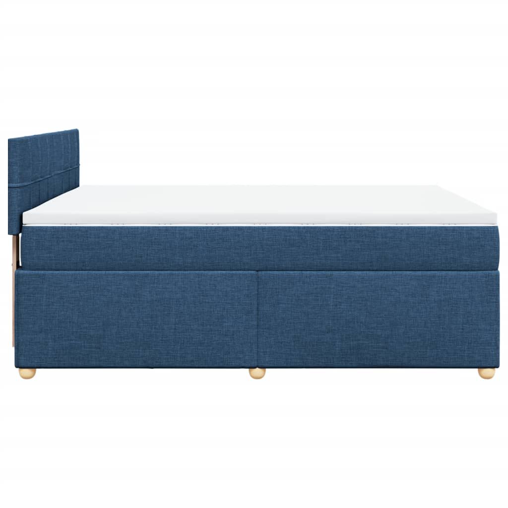 vidaXL Κρεβάτι Boxspring με Στρώμα Μπλε 160x200 εκ. Υφασμάτινο