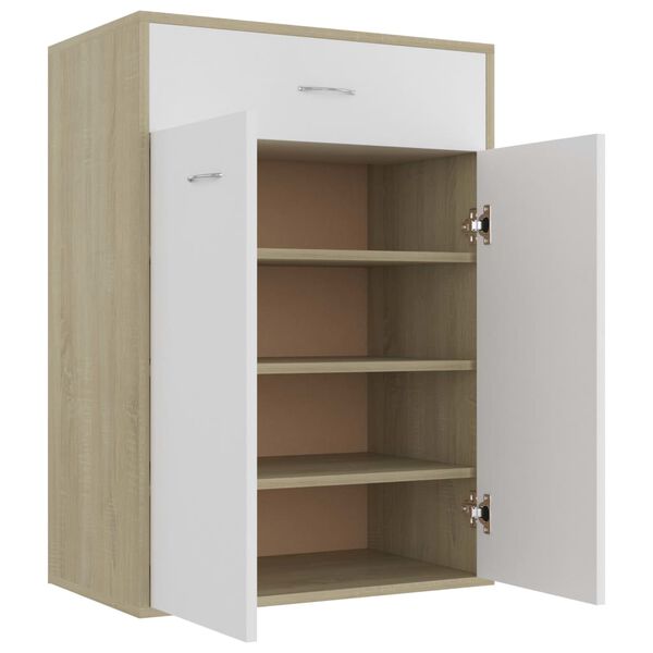 vidaXL Παπουτσοθήκη Λευκή / Sonoma Δρυς 60 x 35 x 84 εκ. Μοριοσανίδα