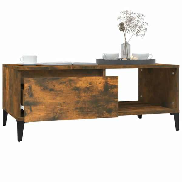 vidaXL Τραπεζάκι Σαλονιού Καπνιστή Δρυς 90x50x36,5 εκ. Επεξεργ. Ξύλο