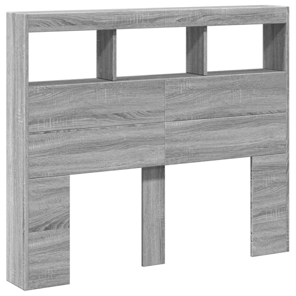 vidaXL Κεφαλάρι με Αποθηκ. Χώρο & LED Γκρι Sonoma 120x17x102 εκ.