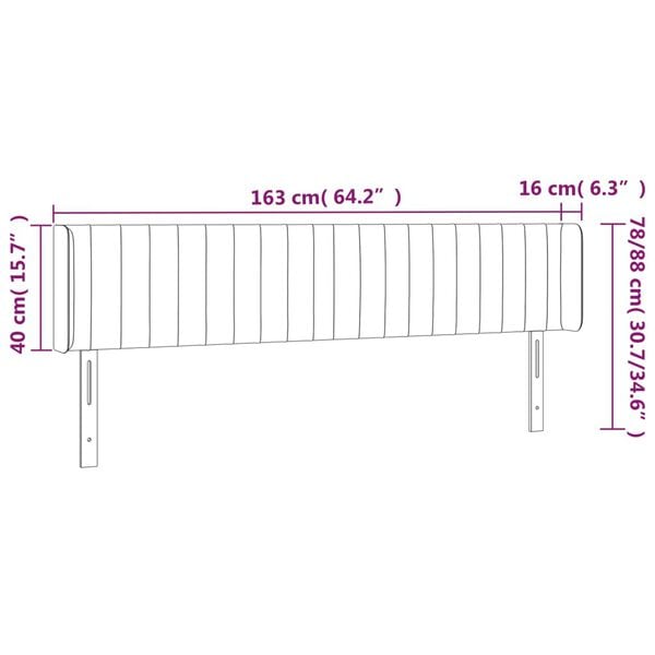 vidaXL Κεφαλάρι Κρεβατιού LED Σκούρο Γκρι 163x16x78/88 εκ. Υφασμάτινο