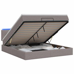 vidaXL &Kappa;&rho;&epsilon;&beta;ά&tau;&iota; Ottoman &mu;&epsilon; &Sigma;&tau;&rho;ώ&mu;&alpha; &kappa;&alpha;&iota; LED Taupe 140 x 190 cm Ύ&phi;&alpha;&sigma;&mu;&alpha;