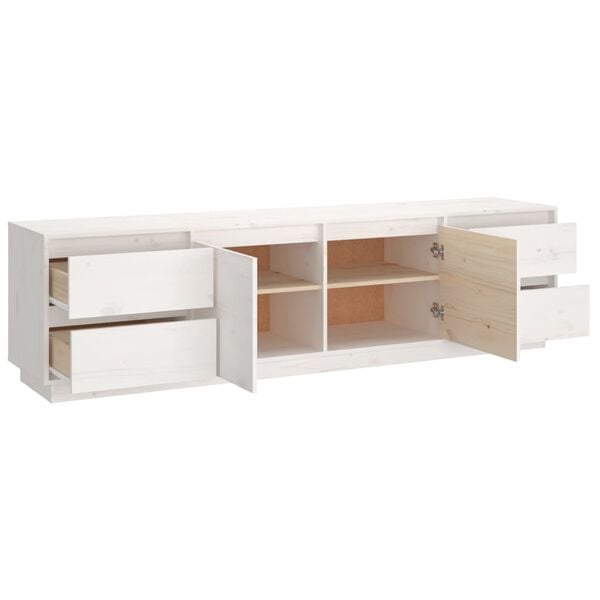 vidaXL Έπιπλο Τηλεόρασης Λευκό 176x37x47,5 εκ. από Μασίφ Ξύλο Πεύκου