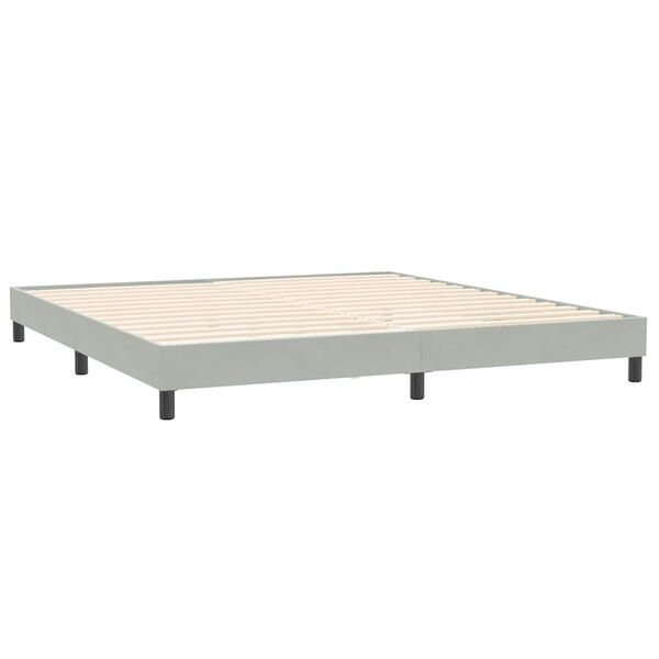 vidaXL Κρεβάτι Boxspring με Στρώμα Ανοιχτό Γκρι 180x210 εκ. Βελούδινο