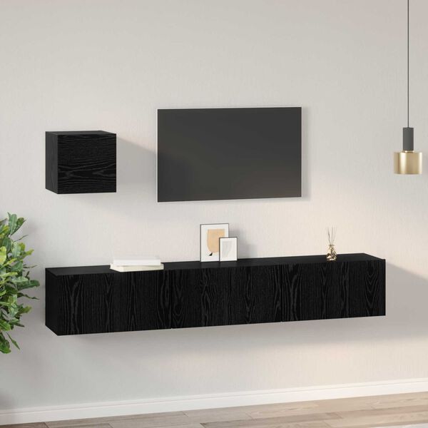 vidaXL Σετ TV Άλλο με αποθήκευση με πόρτα 4 pcs Μαύρη Δρυς 60 x 30 x 30 cm