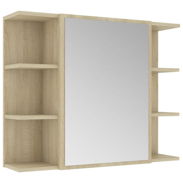 vidaXL Καθρέφτης Μπάνιου Sonoma Δρυς 80 x 20,5 x 64 εκ. από Επεξ. Ξύλο