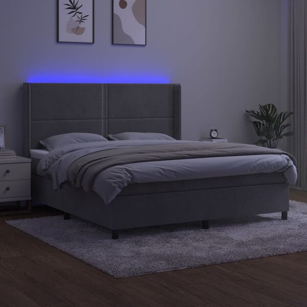 vidaXL &Kappa;&rho;&epsilon;&beta;ά&tau;&iota; Boxspring &mu;&epsilon; &Sigma;&tau;&rho;ώ&mu;&alpha; & LED &Alpha;&nu;.&Gamma;&kappa;&rho;&iota; 180x200 &epsilon;&kappa;. &Beta;&epsilon;&lambda;&omicron;ύ&delta;&iota;&nu;&omicron;