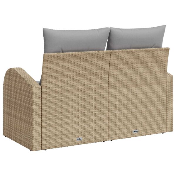vidaXL Καναπές Κήπου με μαξιλάρι Μπεζ 124 x 62 x 69cm συνθετικό ρατάν