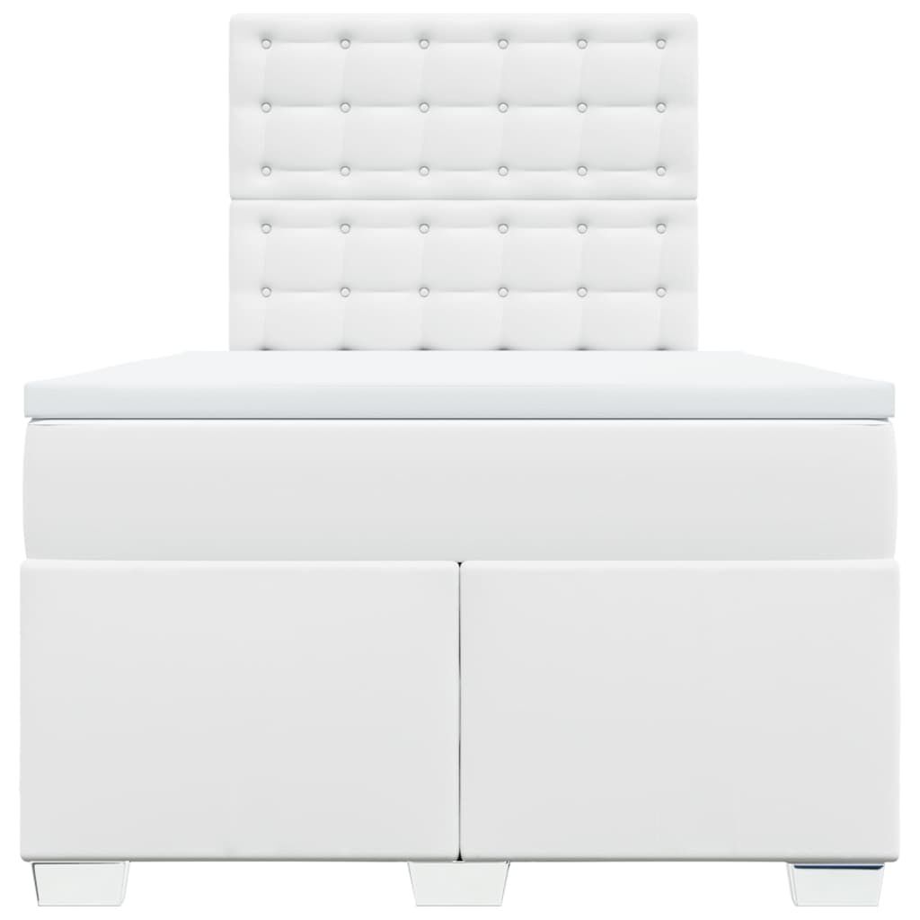vidaXL Κρεβάτι Boxspring με Στρώμα Λευκό 120x200εκ.από Συνθετικό Δέρμα