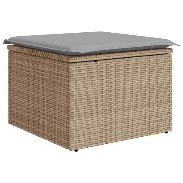 vidaXL Σετ Καναπέ Κήπου με αποθήκευση 7 pcs Μπεζ Πολυ ράταν