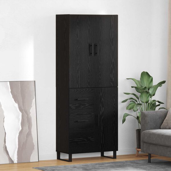 vidaXL Highboard &mu;&epsilon; &sigma;&upsilon;&rho;&tau;ά&rho;&iota; 2 pcs &Mu;&alpha;ύ&rho;&eta; &Omicron;&xi;&upsilon;ά 69,5 x 34 x 180 &epsilon;&kappa;.