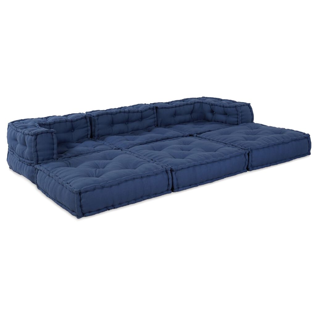 vidaXL Modular Pouffes 3 τμχ από ύφασμα Indigo