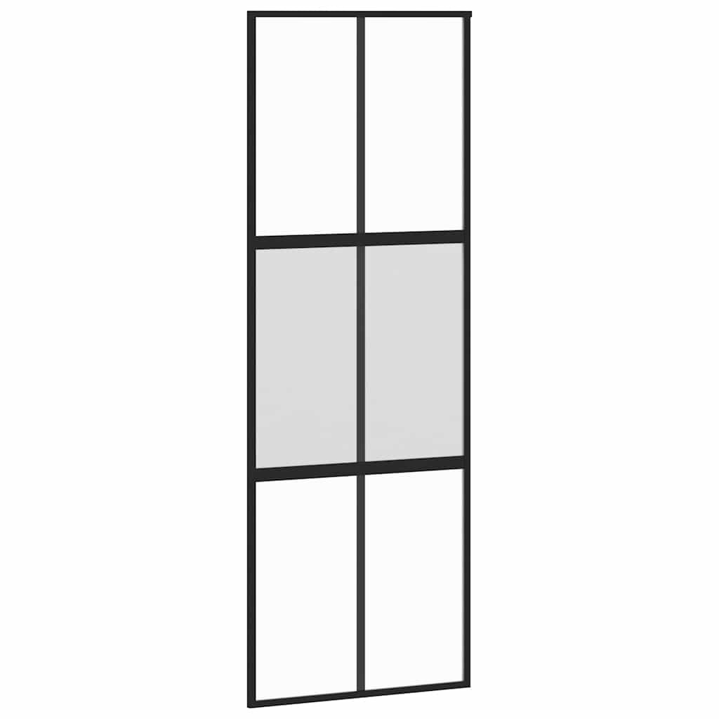 vidaXL Συρόμενη πόρτα με σετ υλικού Μαύρο 76x205 cm γυαλί μετριασμένο