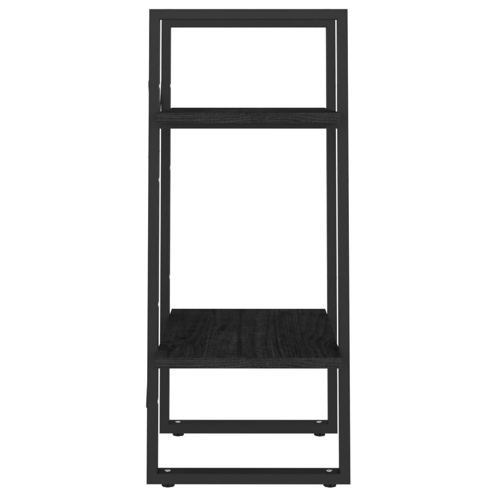 vidaXL Βιβλιοθήκη με 2 Ράφια Μαύρη 40x30x70 εκ. από Μασίφ Ξύλο Πεύκου