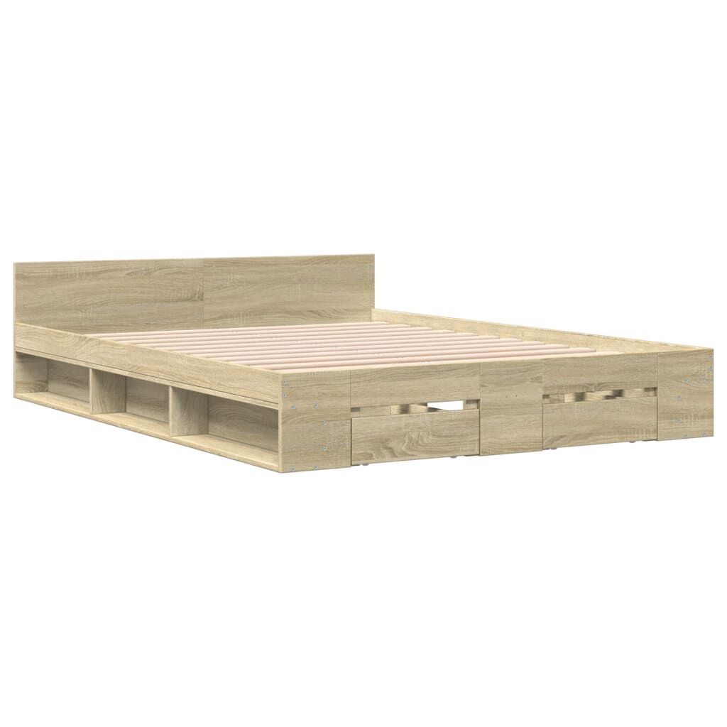 vidaXL Πλαίσιο Κρεβατιού με συρτάρια Sonoma Δρυς 140x200εκ. Επεξ. Ξύλο