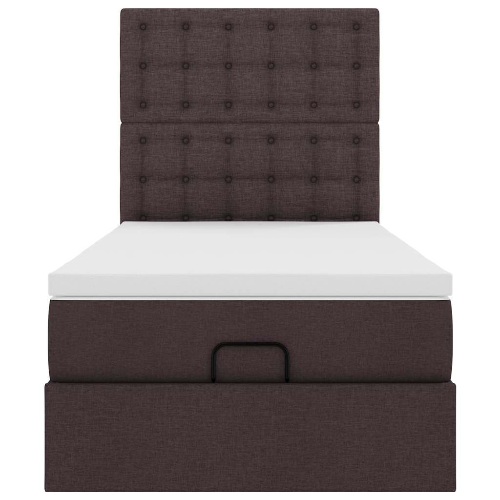 vidaXL Οθωμανικό κρεβάτι με στρώμα σκούρο καφέ 90x190cm ύφασμα