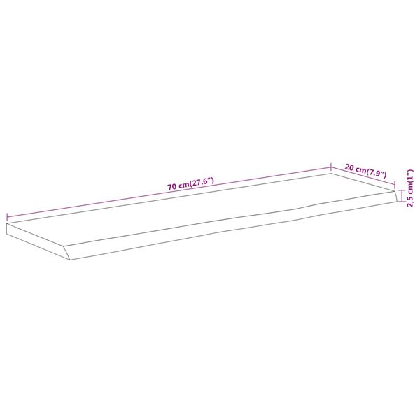 vidaXL Ράφι Επιτοίχιο Ορθ. Live Edge 70x20x2,5 εκ. Μασίφ Ξύλο Ακακίας