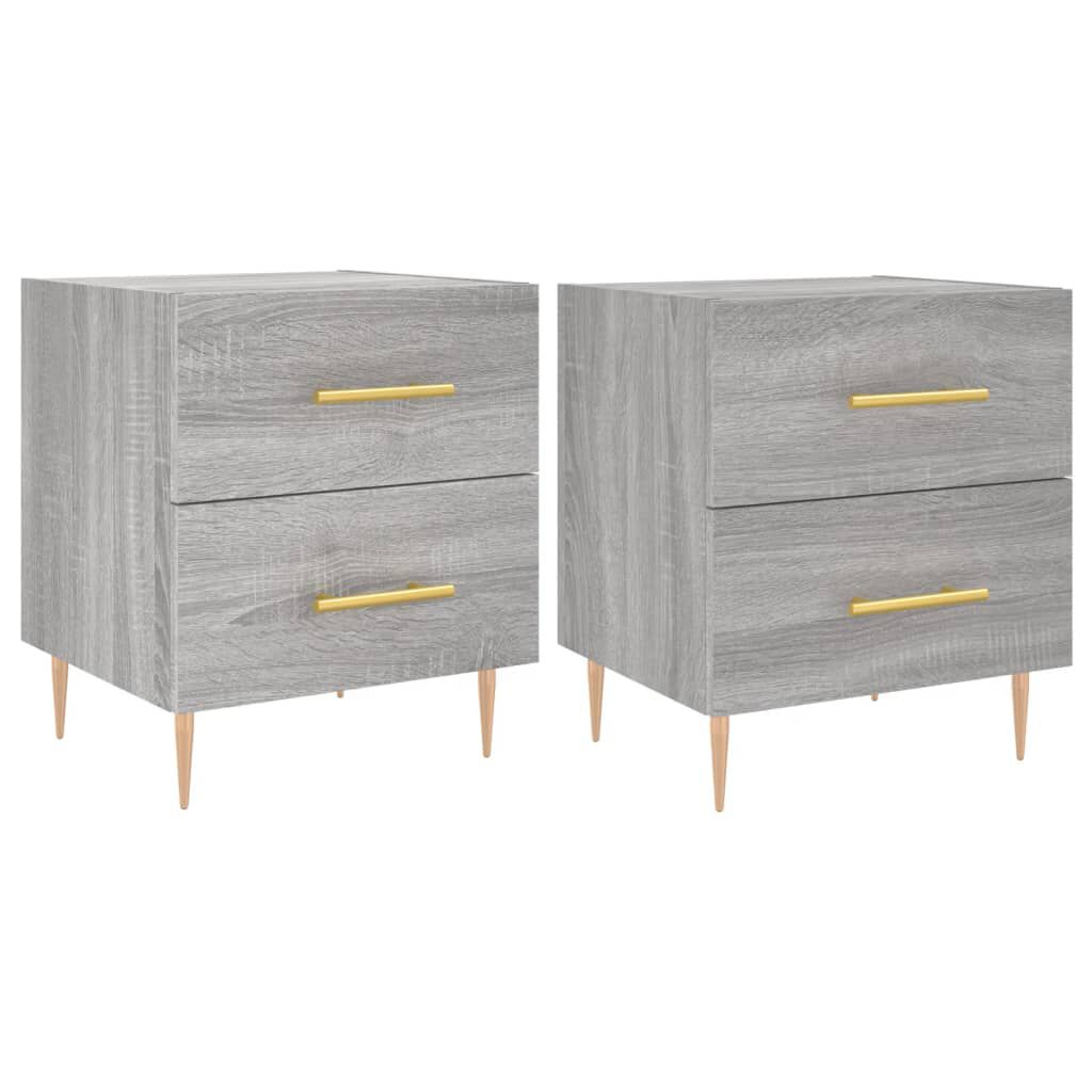 vidaXL Κομοδίνα 2 τεμ. Γκρι Sonoma 40 x 35 x 47,5 εκ. Επεξεργ. Ξύλο
