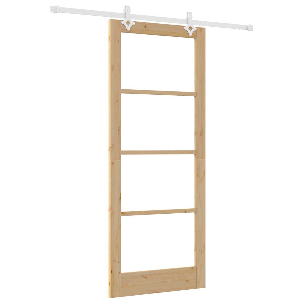 vidaXL Συρόμενη Πόρτα Καφέ 86 x 211 cm Ξύλο και μέταλλο